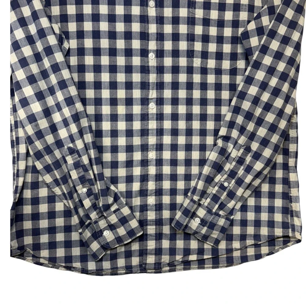 J. Crew Mens XL Short Secret Wash Stretch Slim Untucked Gingham Button Down
